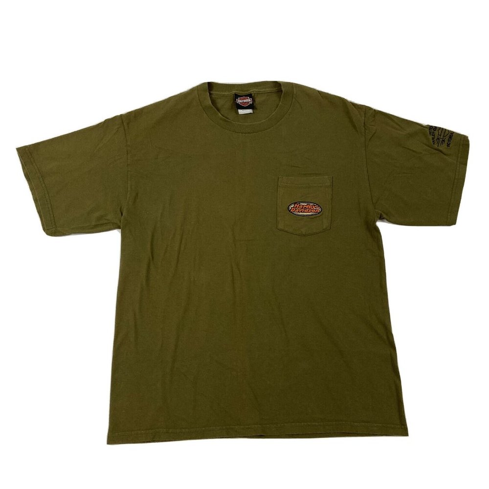Harley Davidson Victoria TX Khaki Green T-shirt L